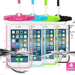 LENPOW Waterproof Phone Case, 4 Pack Universal Waterproof Pouch Dry Bag with Neck Strap Luminous Ornament for Water Games Protect iPhone 11 Pro XS XR X Max SE 8 7 Plus Galaxy S10 S9 Note Google LG HTC