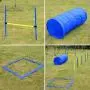 PawHut 4PC Obstacle Dog Agility Training Course Kit Backyard Competitive Equipment- Blue/Yellow