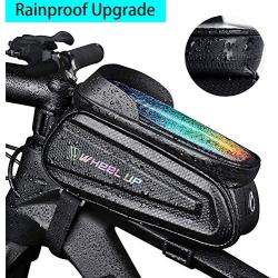 Binudum Bike Bag Front Frame Waterproof Cycling Top Tube Bicycle Phone Mount Sun Visor Large Capacity Touch Screen Holder Case Fits Phones Below 7 Inchs