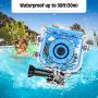 Kids Camera for Boys, Underwater Camera for Kids 3-13 Years Old - Rechargeable Camera for Kids Boys with 32GB TF Card and Anti-Fall Silicone Case (Blue)