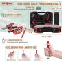 Hi-Spec 60 Piece Electronics Electrical Engineer Tool Kit with 30W Soldering Iron, Desoldering Pump, Wire Crimper, Stripper, Cutter, Magnetic Ratcheting Screwdriver and Bits, IC Extractor Tool in Case