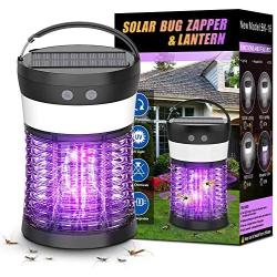 Bug Zapper for Outdoor and Indoor, Electric Mosquito Zappers Killer - Insect Fly Trap,Waterproof Powered Mosquito Lamp with 3 Lighting Modes,USB Type C Solar Charging for Home,Hiking,Backyard,Patio