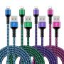 iPhone Charger Cable MFI Certified Cord 6ft Braided Charging Original Nylon USB Cords Fast Charge for iPhone 6 7 10 11 8 x se 6s Plus,iPad, iPod Long Cables Power Adapter Cargador 6 Foot - 4Pack