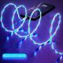 eLUUGIE 2 Packs Magneitc 3 in 1 Charger Cord LED Flowing Magnetic Charger Cable Light Up 3 in 1 USB Cable Compatible with Phone 11 Pro Max/XR/8 Plus/Galaxy Note 10 Plus/Android i-O-S (Colorfull)