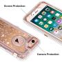 Anuck iPhone 8 Case, iPhone 7 Case, 3 in 1 Hybrid Heavy Duty Defender Case Sparkly Floating Liquid Glitter Protective Hard Shell Shockproof TPU Cover for Apple iPhone 7/ iPhone 8 4.7 inch - Rose Gold