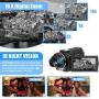 Video Camera Camcorder with Microphone, VideoSky 42MP HD 1080P 30FPS Digital Recording Camcorders for YouTube 64 GB Memory Card Vlogging IR Night Webcam Time-Lapse Slow Motion,Touch Screen, Lens Hood
