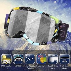 HOMAGA Bicycle Goggles for Kids,Youth 100% UV Protection Anti Fog Ski Snowboard Helmet Goggles for 7-12 Years Old Girls, Boys,Youth Outdoor Skiing Sports Protective Glasses