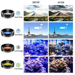 Apexel 2020 Newly Phone Camera Graduated Color Filter Accessory Kit - Adjustable Blue/Orange/Yellow/Red Color Lens, Star, CPL Filter, ND32 Filter for Camera, iPhone, Samsung, Huawei, etc