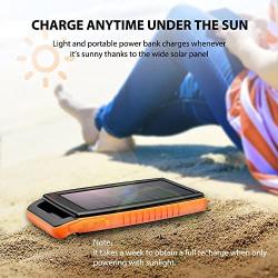 Solar Charger RAVPower 15000mAh Outdoor Portable Charger Solar Power Bank Dual USB External Battery Pack Power Pack with Flashlight (IPX4 Splashproof, Dustproof, Solar Panel Charging, DC5V/2A Input)