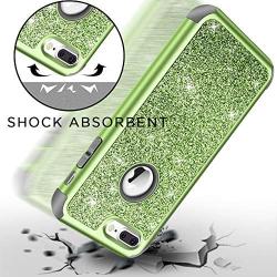 iPhone 8 Plus Case, iPhone 7 Plus Case, Hython Heavy Duty Defender Protective Case Bling Glitter Sparkle Hard Shell Armor Hybrid Shockproof Rubber Bumper Cover for iPhone 7 Plus and 8 Plus, Green