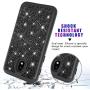 Galaxy J3 Achieve Case,Galaxy J3 2018/J3 Star/Express Prime3/Amp Prime3 Glitter Case,Luxury Glitter Sparkle Bling Case,Hybrid PC Silicone Faux Leather Cover,Dual Layer Armor Phone Case Black