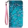 JanCalm for iPhone 8 Wallet Case, iPhone 7 Case, [Card/Cash Slots] [Wrist Strap] PU Leather Wallet Cover Flip Cell Phone Cases for iPhone 7 / iPhone 8 + Crystal Pen (Plum Blossom Pattern)