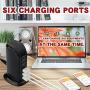 Quick Charge 3.0 USB Wall Charger 6 Ports QC 3.0 Desktop USB Hub Charging Station,Travel Charger Fast Charging Compatible with Phones,Tablets,Smartphones and More（Black+White）