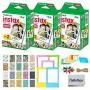 Fujifilm Instax Mini Twin Pack Instant Film (60 Exposures) + Travel Stickers + 5 Colored Frames + Hanging Frames - Fuji Instax Accessory Kit Fujifilm Instax Mini Twin Pack Instant Film (60 Exposures) + Travel Stickers + 5 Colored Frames + Hanging Frames - Fuji Instax Accessory Kit