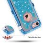 Anuck iPhone 8 Case, iPhone 7 Case, 3 in 1 Hybrid Heavy Duty Defender Case Sparkly Floating Liquid Glitter Protective Hard Shell Shockproof TPU Cover for Apple iPhone 7/ iPhone 8 4.7 inch - Blue