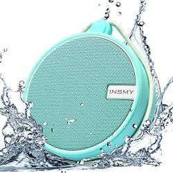 INSMY Portable IPX7 Waterproof Bluetooth Speaker, Wireless Outdoor Speaker Shower Speaker, with HD Sound, Support TF Card, Suction Cup, 12H Playtime, for Kayaking, Boating, Hiking (Mint)