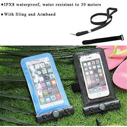 PRILAN 2 Pack Universal Waterproof Phone Case with Airbag or Compass Pouch,Floating Phone Bags Swimming Snorkeling,Clear Sensitive PVC Touch Screen,Phone Case Dry Bag for Most Phone 6-6.5 Inches