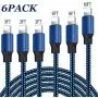 iPhone Charger, MFi Certified Cable 6PACK (3/3/3/6/6/10FT) Charging USB Syncing Data Nylon Braided Compatible with iPhone 11/Pro/Max/X/XS/XR/XS Max/8/Plus/7/7 Plus/6/6S/6 Plus More- Black&Blue iPhone Charger, MFi Certified Cable 6PACK (3/3/3/6/6/10FT) Charging USB Syncing Data Nylon Braided Compatible with iPhone 11/Pro/Max/X/XS/XR/XS Max/8/Plus/7/7 Plus/6/6S/6 Plus More- Black&Blue