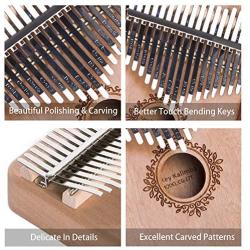 Kalimba Thumb Piano 17 Keys with Tuning Hammer and Study Instruction,Portable Mbira Sanza Finger Piano, Musical Intruments Gifts for Kids Adults Beginners