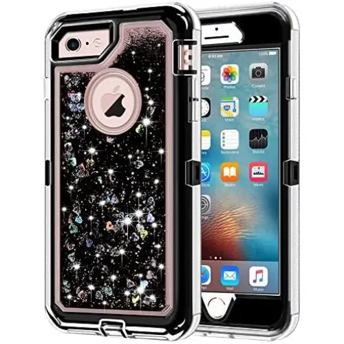 iPhone 6S Case, iPhone 6 Case, Anuck 3 in 1 Hybrid Heavy Duty Defender Case Sparkly Floating Liquid Glitter Protective Hard Shell Shockproof TPU Cover for Apple iPhone 6 /iPhone 6S 4.7" - Black iPhone 6S Case, iPhone 6 Case, Anuck 3 in 1 Hybrid Heavy Duty Defender Case Sparkly Floating Liquid Glitter Protective Hard Shell Shockproof TPU Cover for Apple iPhone 6 /iPhone 6S 4.7" - Black