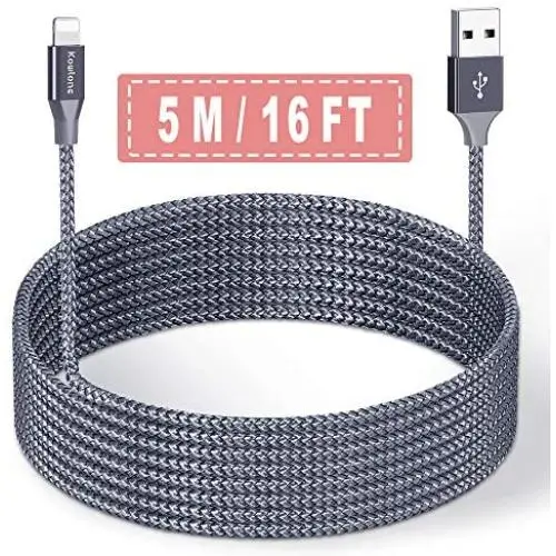Phone Charger Cord 5M/16FT USB Phone Charger Cable Charging Cords Extra Long Durable Braided Nylon Cord Fast Charging Compatible with Phone 11 Pro/11/X/8/8Plus/7/7 Plus/6S/6S Plus/SE Pad Pod & Touch Phone Charger Cord 5M/16FT USB Phone Charger Cable Charging Cords Extra Long Durable Braided Nylon Cord Fast Charging Compatible with Phone 11 Pro/11/X/8/8Plus/7/7 Plus/6S/6S Plus/SE Pad Pod & Touch
