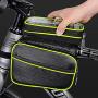 MUMA Waterproof Bike Pouch Bag, Bike Frame Bag Cycling Front Top Tube Storage Bag with Headphone Hole,for Smartphone Below 6.2 Inch