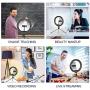 10" Selfie Ring Light with iPhone Tripod Stand & Cell Phone Holder for Live Stream/Makeup, Doosl Mini Led Camera Ringlight for YouTube Video/Photography Compatible with iPhone Xs Max XR Android