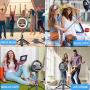 Selfie Stick with 6" Ring Light,Tripod and Phone Holder,3 in 1 Portable LED Fill Light Selfie Stick Tripod Bluetooth Remote Control,Dimmable 3 Colors for YouTube TikTok Videos Live Stream Make-up