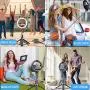 Selfie Stick with 6&quot Ring Light,Tripod and Phone Holder,3 in 1 Portable LED Fill Light Selfie Stick Tripod Bluetooth Remote Control,Dimmable 3 Colors for YouTube TikTok Videos Live Stream Make-up