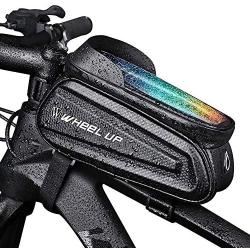 Bike Phone Mount Front Frame Bag Waterproof Bicycle Top Tube Handlebar Bags with Reflective Anti-Glare Suitable for 7 Inch Mobile Phone