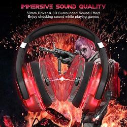 WMG&BB Gaming Headset, PS4 Gaming Headset 3.5Mm Stereo Gaming Headphones with Noise Canceling Mic for Xbox One Computer Laptop Mac PC Smartphone,Red