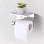 Toilet Tissue Holder, SUS304 Stainless Steel Bathroom Paper Tissue Holder with Mobile Phone Storage Shelf