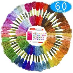 Premium Embroidery Thread for Friendship Bracelet String - 60 Colors Coded as DMC Embroidery Floss - Cross Stitch, Any Thread or String Craft - Best Bracelets Making Kit Gift for Girls with Extras