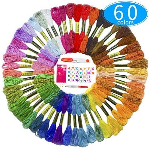 Premium Embroidery Thread for Friendship Bracelet String - 60 Colors Coded as DMC Embroidery Floss - Cross Stitch, Any Thread or String Craft - Best Bracelets Making Kit Gift for Girls with Extras