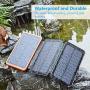 Solar Charger 24000mAh, FEELLE Solar Power Bank with 2 USB Ports Waterproof Portable External Battery Compatible with Smartphones, Tablets and More