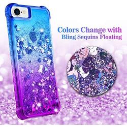 Ruky iPhone 6 6S 7 8 Case, iPhone SE 2020 Case, iPhone 6s Glitter Case, Gradient Quicksand Series Bling Flowing Liquid Floating Girls Women Phone Case for iPhone 6/6s/7/8/SE 2020 4.7" (Blue Purple)