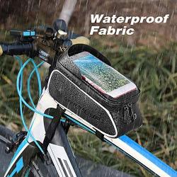 Bike Front Frame Bags, UBEGOOD Bicycle Phone Bags Waterproof, Top Tube Mount Handlebar Storage Bag, Bike Phone Holder with Touch Screen Large Capacity, Cycling Pack Fit Phones Below 6.0"