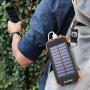 Solar Power Bank, Qi Portable Charger 10,000mAh External Battery Pack Type C Input Port Dual Flashlight, Compass, Solar Panel Charging (Orange)