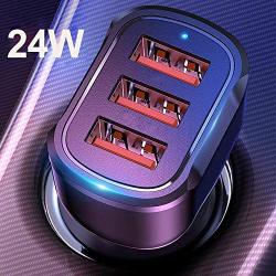 USB Car Charger,Bralon 24W/4.8A 3-Port Fast Car Charger Smart Phone Car Charger Compatible with iPhone 11/11 Pro(Max)/XS(Max)/X/8 7 6 S Plus,Galaxy Note S10 S9 S8 S7 S6,iPad,Mp3&More