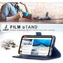 FYY [Genuine Leather Wallet Case for Samsung Galaxy S8+ Plus 2017, Handmade Flip Folio Wallet Case with Kickstand Card Slots Magnetic Closure for Samsung Galaxy S8+ Plus 2017 Navy Blue
