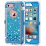 Anuck iPhone 6S Case, iPhone 6 Case, 3 in 1 Hybrid Heavy Duty Defender Case Sparkly Floating Liquid Glitter Protective Hard Shell Shockproof TPU Cover for Apple iPhone 6 /iPhone 6S 4.7" - Blue