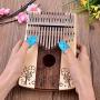 17 Key Kalimba Thumb Piano, Four-leaf Clover Pattern Finger Piano 17 Tone Musical Instrument Toy with Tuning Tool Sticker Storage Bag