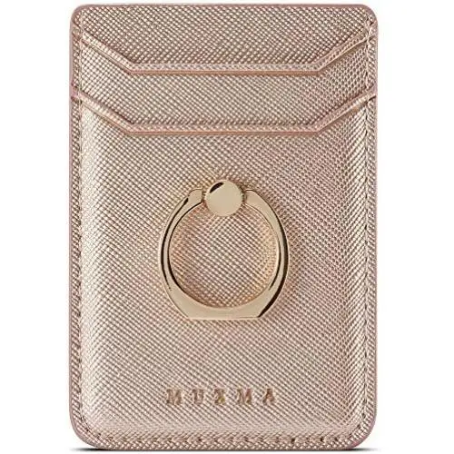 TOPWOOZU Phone Card Holder with Ring Grip for Back of Phone,Adhesive Stick-on Credit Card Wallet Pocket for iPhone,Android and Smartphones (Rosegold) TOPWOOZU Phone Card Holder with Ring Grip for Back of Phone,Adhesive Stick-on Credit Card Wallet Pocket for iPhone,Android and Smartphones (Rosegold)