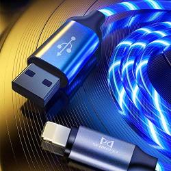 LED Phone Charger Cable - 6.5ft Light Up Visible Flowing Charger Charging Cord Compatible with 11 Pro Max XS XR X 8 7 6S 6 Plus 5S 5 (Blue)