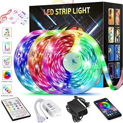 50FT/15M LED Strip Lights,TATUFY LED Light Strips Bluetooth Wireless Smart Phone App Controlled Music 5050 RGB Tape Lights for Home Party Birthday Bar Club Decoration