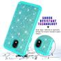 Galaxy J3 Achieve Case,Galaxy J3 2018/J3 Star/Express Prime3/Amp Prime3 Glitter Case,Luxury Glitter Sparkle Bling Case,Hybrid PC Silicone Faux Leather Cover,Dual Layer Armor Phone Case Mint