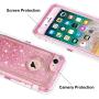 Anuck iPhone 8 Case, iPhone 7 Case, 3 in 1 Hybrid Heavy Duty Defender Case Sparkly Floating Liquid Glitter Protective Hard Shell Shockproof TPU Cover for Apple iPhone 7/ iPhone 8 4.7 inch - Pink