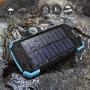Solar Power Bank, Qi Portable Charger 10,000mAh External Battery Pack Type C Input Port Dual Flashlight, Compass, Solar Panel Charging(Light Blue)