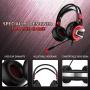 Gaming Headset with Microphone, 7.1 Stereo Surround Sound Wired Over Ear Headphone for Xbox One, PS4, PC, Laptop, Nintendo Switch and other 3.5mm devices, LED Light, Noise Isolation, Steel Frame - Red
