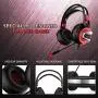 Gaming Headset with Microphone, 7.1 Stereo Surround Sound Wired Over Ear Headphone for Xbox One, PS4, PC, Laptop, Nintendo Switch and other 3.5mm devices, LED Light, Noise Isolation, Steel Frame - Red Gaming Headset with Microphone, 7.1 Stereo Surround Sound Wired Over Ear Headphone for Xbox One, PS4, PC, Laptop, Nintendo Switch and other 3.5mm devices, LED Light, Noise Isolation, Steel Frame - Red